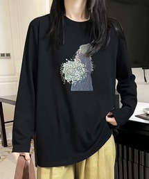 プリントカジュアルロングスリーブTシャツ
