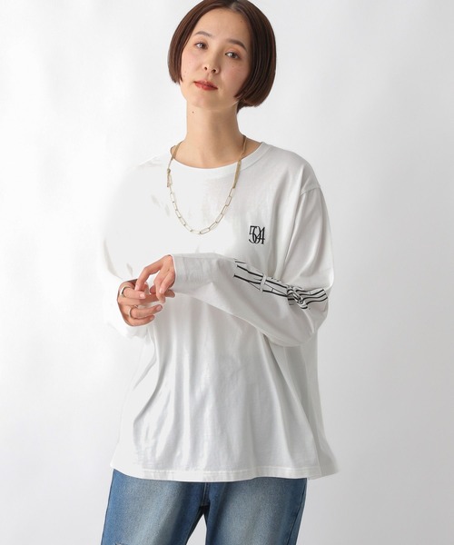 LEPSIM(レプシィム)の「アソートパターンロゴロンT 288553(Tシャツ/カットソー・レディース・オフホワイト/チャコールグレー/ホワイト・FREE)」の5枚目の写真