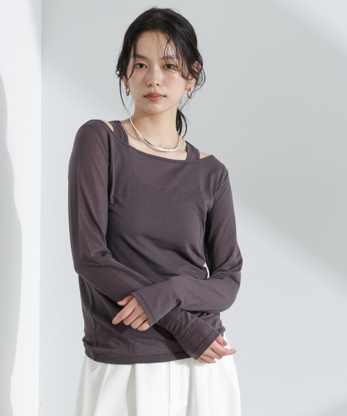 NANO universe(ナノユニバース)の「シアータンクトップ+ロンTレイヤードセット(Tシャツ/カットソー・レディース・チャコール/ホワイト/ブラック・FREE)」の11枚目の写真