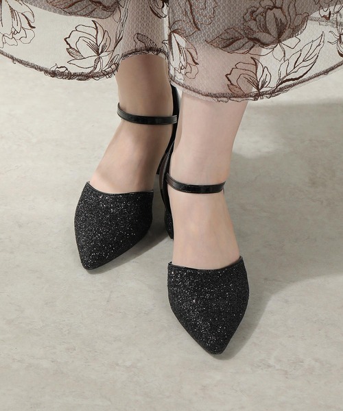 Kana（カナ）の「グリッター チャンキーヒール フォーマル パンプス 結婚式 お呼ばれ オケージョン（パンプス・レディース・ベージュ/シルバー/ブラック・24/22.5/24.5/23/23.5）」の2枚目の写真