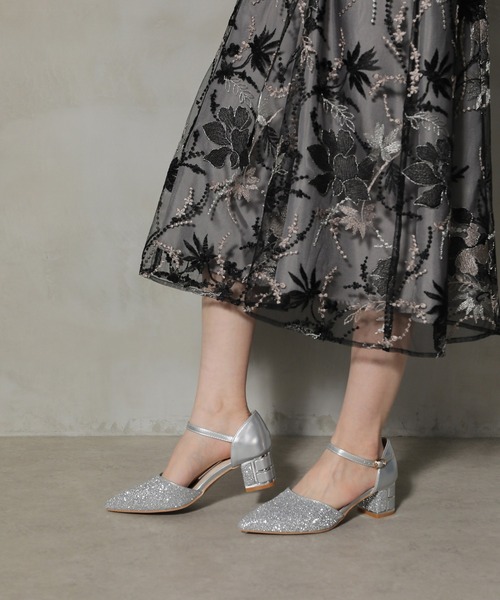 Kana（カナ）の「グリッター チャンキーヒール フォーマル パンプス 結婚式 お呼ばれ オケージョン（パンプス・レディース・ベージュ/シルバー/ブラック・24/22.5/24.5/23/23.5）」の12枚目の写真