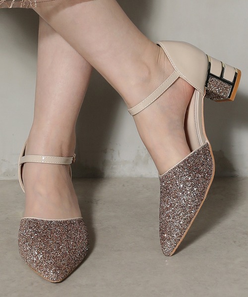 Kana（カナ）の「グリッター チャンキーヒール フォーマル パンプス 結婚式 お呼ばれ オケージョン（パンプス・レディース・ベージュ/シルバー/ブラック・24/22.5/24.5/23/23.5）」の7枚目の写真