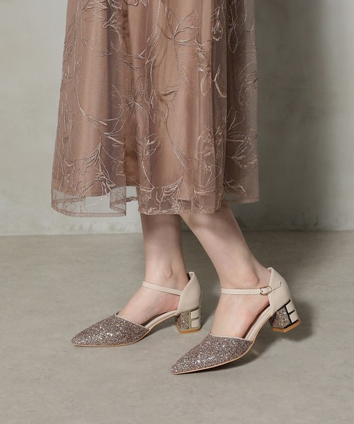Kana（カナ）の「グリッター チャンキーヒール フォーマル パンプス 結婚式 お呼ばれ オケージョン（パンプス・レディース・ベージュ/シルバー/ブラック・24/22.5/24.5/23/23.5）」の6枚目の写真