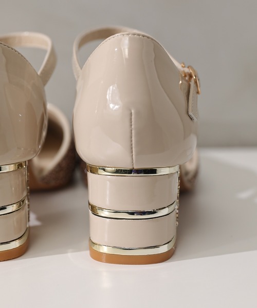 Kana（カナ）の「グリッター チャンキーヒール フォーマル パンプス 結婚式 お呼ばれ オケージョン（パンプス・レディース・ベージュ/シルバー/ブラック・24/22.5/24.5/23/23.5）」の16枚目の写真