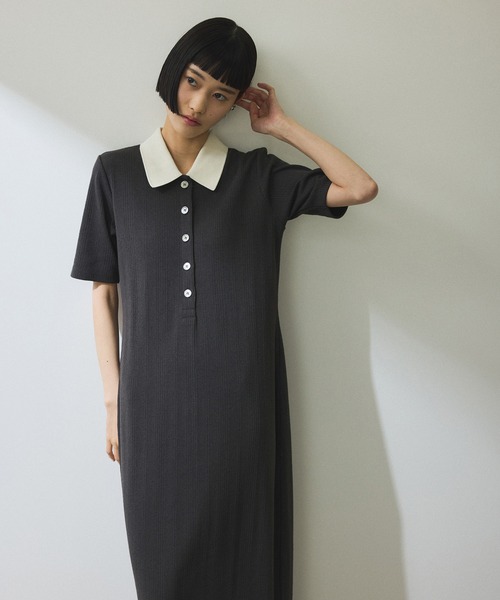 売り切セール！タグ付き未使用⭐︎アダムエロペ⭐︎ ハーフスリーブポロシャツワンピース WEB限定】ハーフスリーブポロシャツワンピース（シャツ