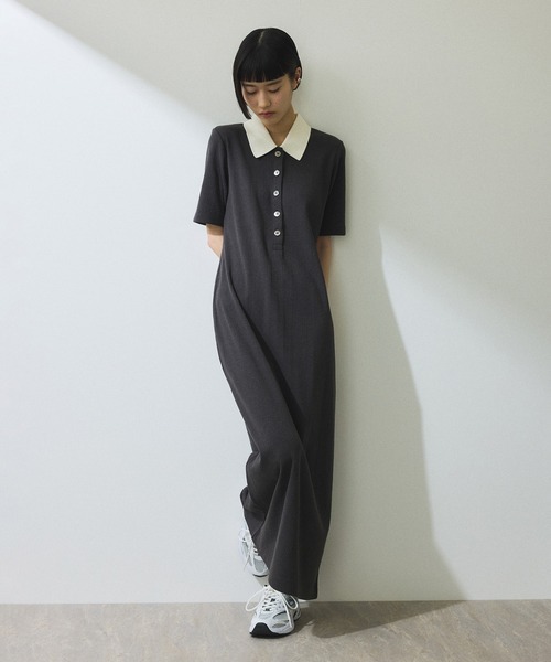 ADAM ET ROPE'（アダムエロペ）の「【WEB限定】ハーフスリーブポロシャツワンピース（シャツワンピース・レディース・ブラック系その他/チャコールグレー/ブラック/ブラウン系その他/ブルー系その他・S/M）」の22枚目の写真