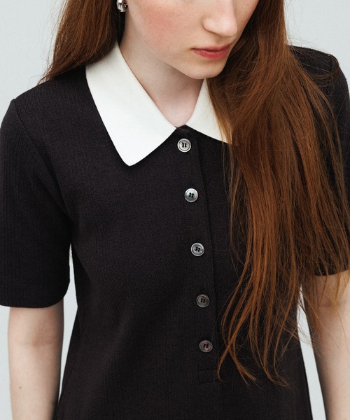 25SS♡アダムエロペ WEB限定 ハーフスリーブポロシャツワンピース ニット 25SS♡アダムエロペ WEB限定 ハーフスリーブポロシャツ