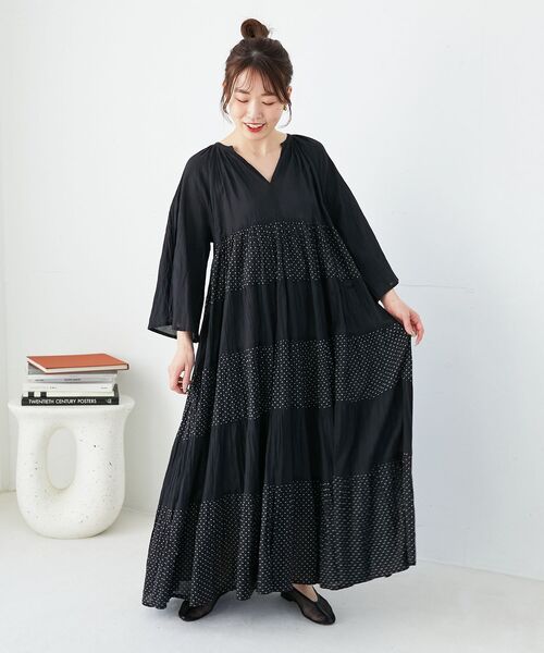 le.coeur blanc(ルクールブラン)の「Fanakaドット切替ワンピース(ワンピース・レディース・ブラック系その他・38)」の1枚目の写真