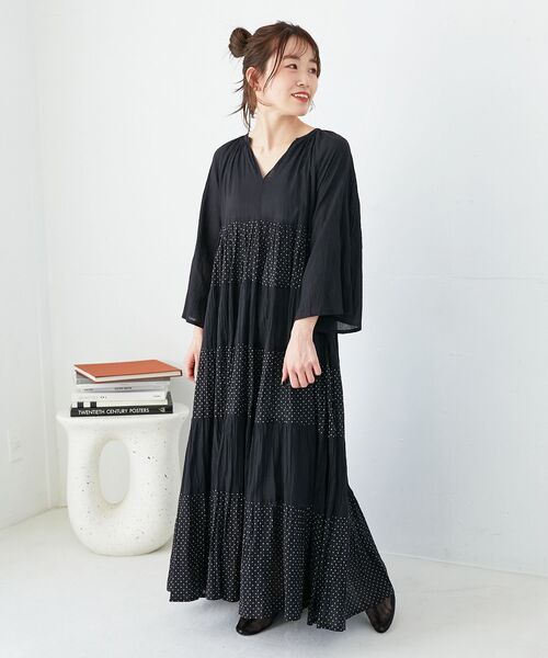 le.coeur blanc(ルクールブラン)の「Fanakaドット切替ワンピース(ワンピース・レディース・ブラック系その他・38)」の3枚目の写真