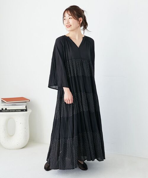 le.coeur blanc(ルクールブラン)の「Fanakaドット切替ワンピース(ワンピース・レディース・ブラック系その他・38)」の5枚目の写真