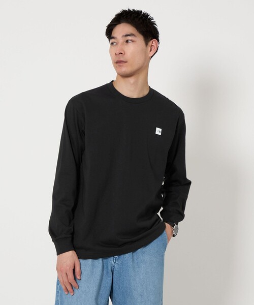 THE NORTH FACE（ザノースフェイス）の「＜THE NORTH FACE＞ロングスリーブ スモール ボックス ロゴ Tシャツ（Tシャツ/カットソー・メンズ・オフホワイト/ブラック・S/M/L/XL）」の2枚目の写真