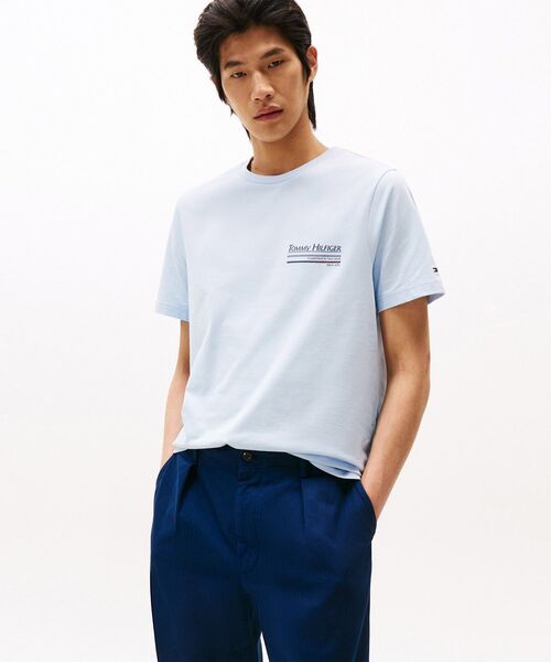 TOMMY HILFIGER(トミーヒルフィガー)の「ヒルフィガーアウトラインセーリングTシャツ(Tシャツ/カットソー・メンズ・ネイビー/ホワイト/ライトブルー・X-LARGE/MEDIUM/LARGE/SMALL)」の1枚目の写真