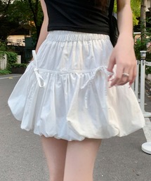 レディース ゆるかわシルエットリボンバルーンミニスカート