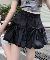 レディース ゆるかわシルエットリボンバルーンミニスカート