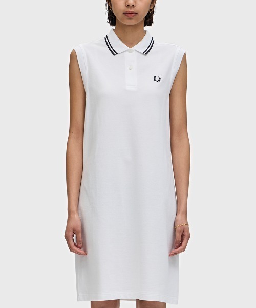 FRED PERRY（フレッドペリー）の「The Sleeveless Fred Perry Dress／フレッドペリーノースリーブポロシャツワンピース（ワンピース・レディース・ホワイト/ブラック・8/10）」の7枚目の写真