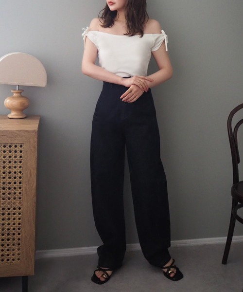 LAULEN（ローレン）の「ribbon short french sleeve tops /リボン ショート丈 カップ付き フレンチスリーブトップス（Tシャツ/カットソー・レディース・アイボリー/オートミール/ピンク・FREE）」の13枚目の写真