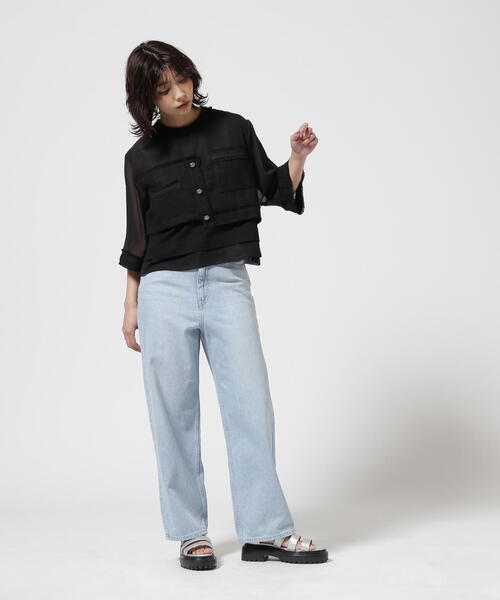 AULA AILA（アウラアイラ）の「AULA AILA/アウラアイラ/TWEED COMBINATION PULLOVER/ツイードコンビネーションプルオーバー（Tシャツ/カットソー・レディース・ブラック/イエロー・0）」の15枚目の写真