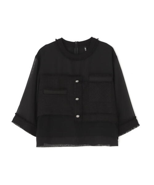 AULA AILA（アウラアイラ）の「AULA AILA/アウラアイラ/TWEED COMBINATION PULLOVER/ツイードコンビネーションプルオーバー（Tシャツ/カットソー・レディース・ブラック/イエロー・0）」の11枚目の写真