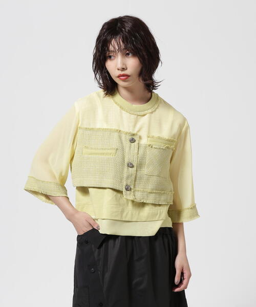 AULA AILA（アウラアイラ）の「AULA AILA/アウラアイラ/TWEED COMBINATION PULLOVER/ツイードコンビネーションプルオーバー（Tシャツ/カットソー・レディース・ブラック/イエロー・0）」の13枚目の写真