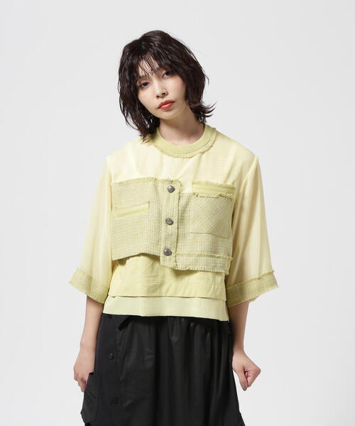 AULA AILA（アウラアイラ）の「AULA AILA/アウラアイラ/TWEED COMBINATION PULLOVER/ツイードコンビネーションプルオーバー（Tシャツ/カットソー・レディース・ブラック/イエロー・0）」の20枚目の写真