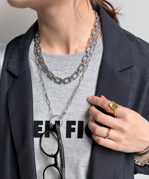 DouDou（ドゥドゥ）の「スクエアチェーンネックレス（ネックレス・レディース・シルバー/ゴールド・FREE）」の3枚目の写真