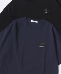 Lazar 別注 Animal Embroidery Tee/オーバーサイズ アニマル柄 犬 猫 ロゴ ワンポイント刺繍 半袖Tシャツ/レディース メンズ