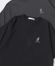 Lazar 別注 Animal Embroidery Tee/オーバーサイズ アニマル柄 犬 猫 ロゴ ワンポイント刺繍 半袖Tシャツ/レディース メンズ