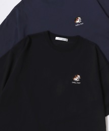 Lazar 別注 Animal Embroidery Tee/オーバーサイズ アニマル柄 犬 猫 ロゴ ワンポイント刺繍 半袖Tシャツ/レディース メンズ