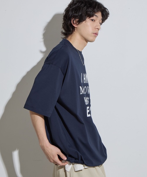 SLICK（スリック）の「【SLICK/スリック】Drawstring Printed T-Shirt (Worst Enemy)/ ドローストリングプリントTシャツ/オーバーサイズ シルエット / ヘビーウェイト（Tシャツ/カットソー・メンズ・ネイビー/ホワイト/ブラック・3/2/1）」の13枚目の写真