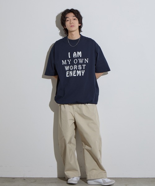 SLICK（スリック）の「【SLICK/スリック】Drawstring Printed T-Shirt (Worst Enemy)/ ドローストリングプリントTシャツ/オーバーサイズ シルエット / ヘビーウェイト（Tシャツ/カットソー・メンズ・ネイビー/ホワイト/ブラック・3/2/1）」の11枚目の写真
