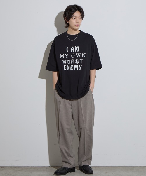 SLICK（スリック）の「【SLICK/スリック】Drawstring Printed T-Shirt (Worst Enemy)/ ドローストリングプリントTシャツ/オーバーサイズ シルエット / ヘビーウェイト（Tシャツ/カットソー・メンズ・ネイビー/ホワイト/ブラック・3/2/1）」の18枚目の写真