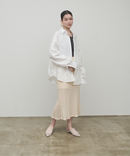 Lutim by u（ルチバイユー）の「Nuanced Lace Tight Flare Skirt / ニュアンスレースタイトフレアスカート（スカート・レディース・ホワイト/ブラック/ナチュラル・FREE）」の18枚目の写真