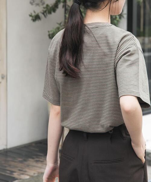 FORK&SPOON（フォークアンドスプーン）の「FORK&SPOON　マルチカラーボーダーTシャツ（Tシャツ/カットソー・レディース・ネイビー/ブラック/グリーン・1）」の2枚目の写真