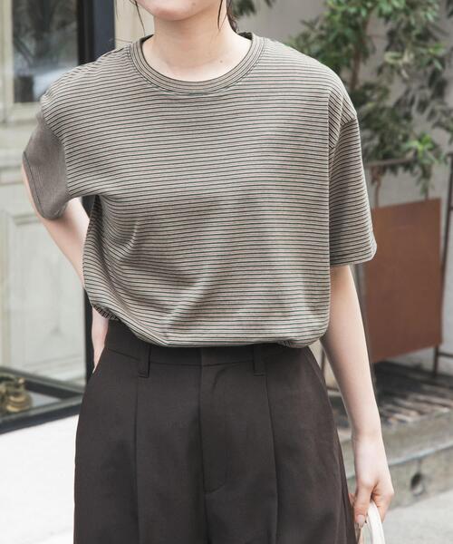 FORK&SPOON（フォークアンドスプーン）の「FORK&SPOON　マルチカラーボーダーTシャツ（Tシャツ/カットソー・レディース・ネイビー/ブラック/グリーン・1）」の11枚目の写真