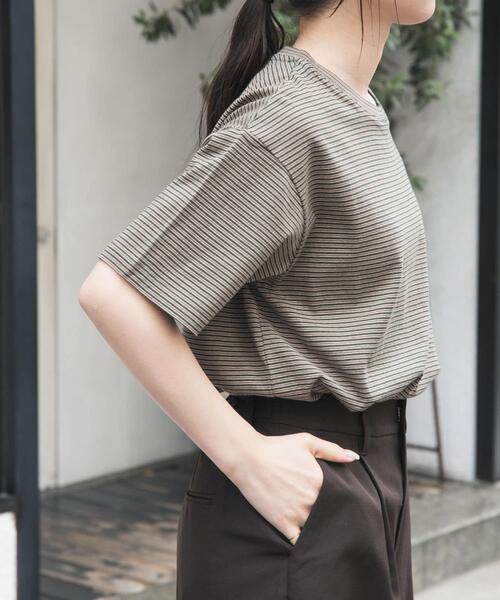 FORK&SPOON（フォークアンドスプーン）の「FORK&SPOON　マルチカラーボーダーTシャツ（Tシャツ/カットソー・レディース・ネイビー/ブラック/グリーン・1）」の7枚目の写真