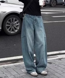 Teem Store | カーブデザイン ワイドデニム(デニムパンツ)