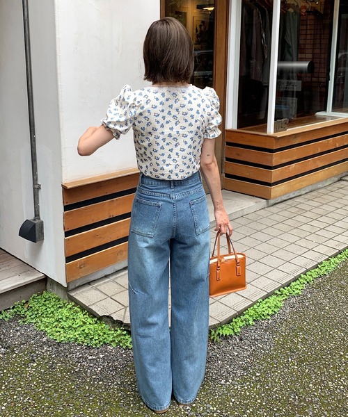 Teem Store（チームストア）の「カーブデザイン ワイドデニム（デニムパンツ・レディース・ブルー・S/M/L）」の16枚目の写真