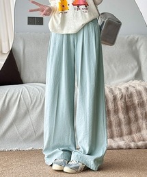 無地カジュアルストレートパンツ