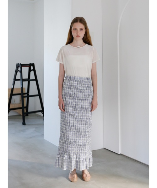 Katrin TOKYO（カトリーントーキョー）の「shirring long skirt（スカート・レディース・チェック/ブラック系その他・FREE/XS）」の2枚目の写真