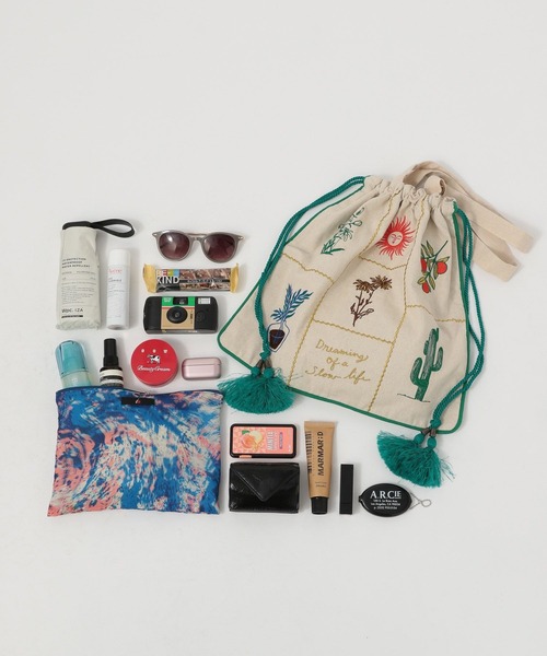 BAYFLOW（ベイフロー）の「[A4サイズ収納可]刺繍巾着トート（トートバッグ・レディース・グリーン/ピンク・FREE）」の8枚目の写真