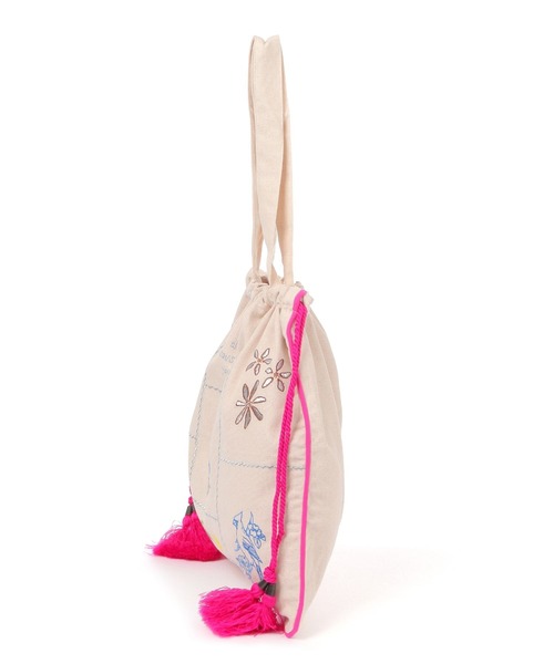 BAYFLOW（ベイフロー）の「[A4サイズ収納可]刺繍巾着トート（トートバッグ・レディース・グリーン/ピンク・FREE）」の11枚目の写真