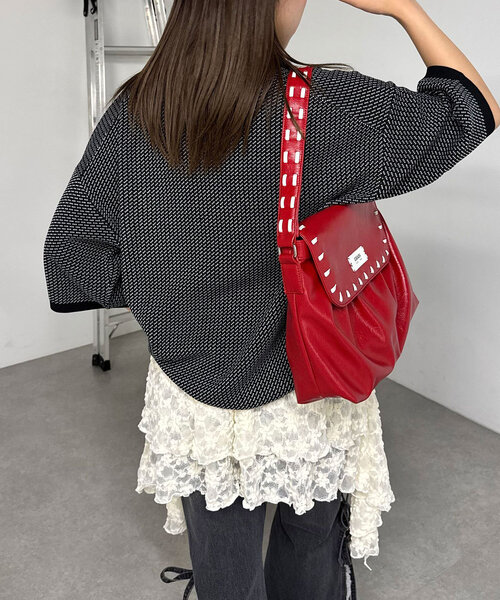 CIAOPANIC（チャオパニック）の「バーズアイサマーニットポロシャツ（シャツ/ブラウス・レディース・ブラック/ネイビー・FREE）」の14枚目の写真