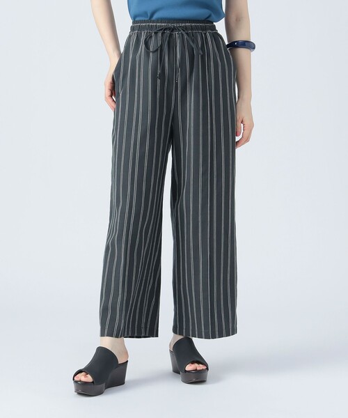 BEAMS HEART ストライプスラックス 48 BEAMS HEART スラックス ストライプ 2タック ワイドパンツ