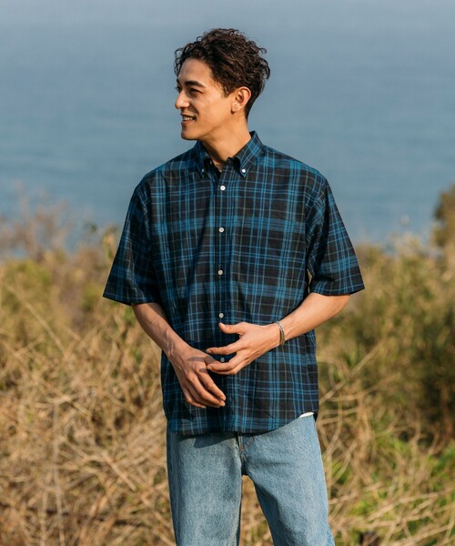 FREAK'S STORE（フリークスストア）の「インド製 リラックスフィット ダークマドラスチェック ボタンダウンシャツ ショートスリーブ（シャツ/ブラウス・メンズ・グリーン/ネイビー・MEDIUM/LARGE）」の7枚目の写真