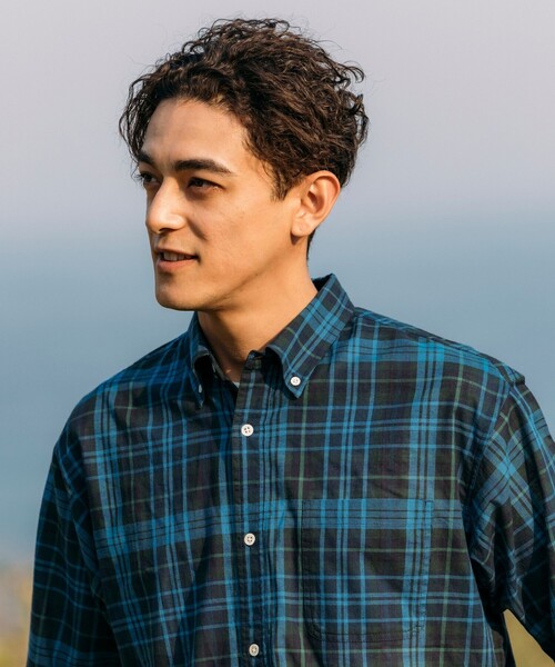 FREAK'S STORE（フリークスストア）の「インド製 リラックスフィット ダークマドラスチェック ボタンダウンシャツ ショートスリーブ（シャツ/ブラウス・メンズ・グリーン/ネイビー・MEDIUM/LARGE）」の9枚目の写真