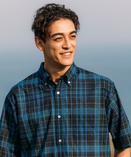 FREAK'S STORE（フリークスストア）の「インド製 リラックスフィット ダークマドラスチェック ボタンダウンシャツ ショートスリーブ（シャツ/ブラウス・メンズ・グリーン/ネイビー・MEDIUM/LARGE）」の11枚目の写真