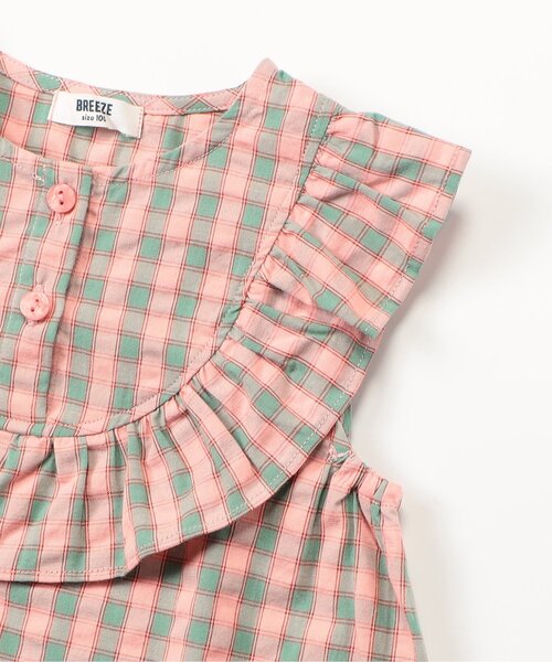 BREEZE（ブリーズ）の「【セットアップ可/WEB限定】チェックフリルチュニック_ジュニア対応（チュニック・キッズ・ブルー/イエロー/ピンク・90/100/110/120/130/140）」の4枚目の写真