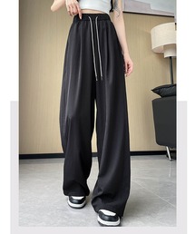 ウエスト紐 冷感ワイドパンツ