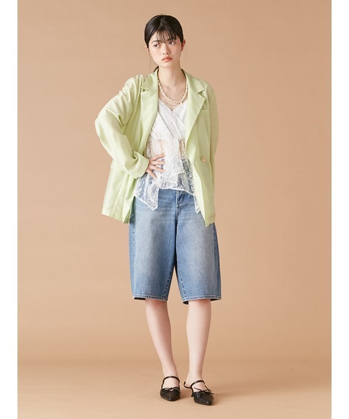 【新品未使用】ALLISON BROWN デニムハーフパンツ 大きいサイズ レディース Aラインウォッシュデニムハーフパンツ