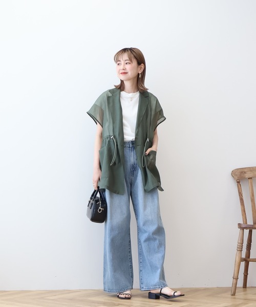 AMERICAN HOLIC（アメリカンホリック）の「シアーオーバーサイズテーラードベスト（その他アウター・レディース・ベージュ/ブラック/カーキ・FREE）」の4枚目の写真